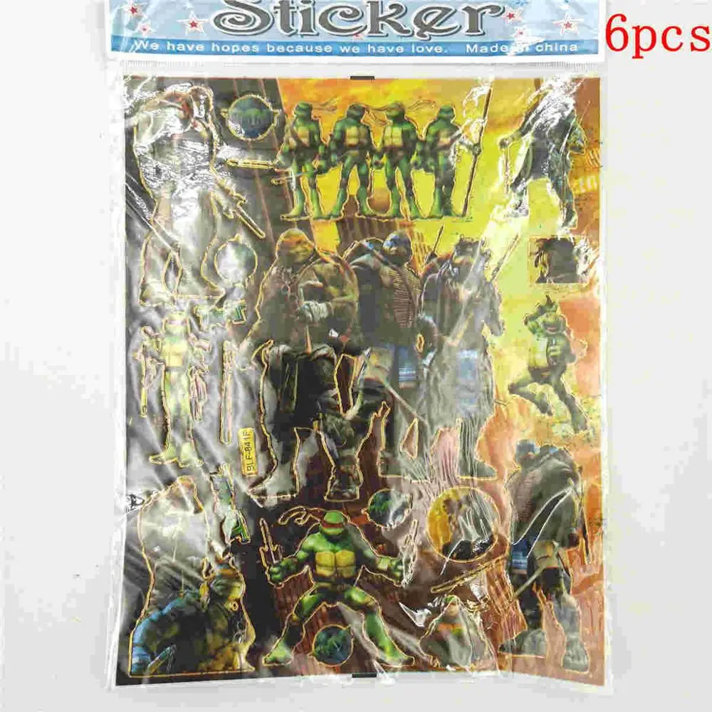 6pc Sticker 108*180 см подростковые мутанты Черепашки Ниндзя tlableleth вечерние принадлежности Мультяшные одноразовые украшения на день рождения - Цвет: 6pc Sticker