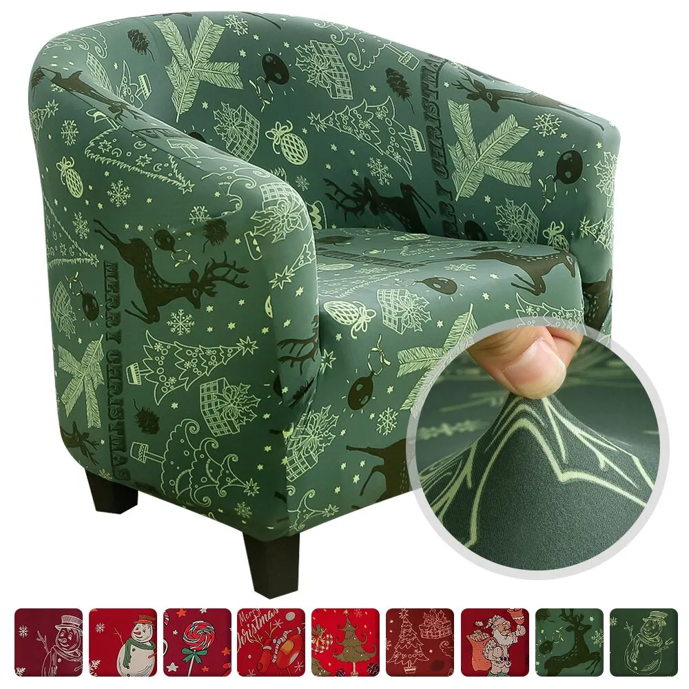 

Printed Christmas Elastic Bathtub Armchair Sofa Cover Polyester&Spandex Stretchable Sofa Seat Cover Protector Washable Slipcover