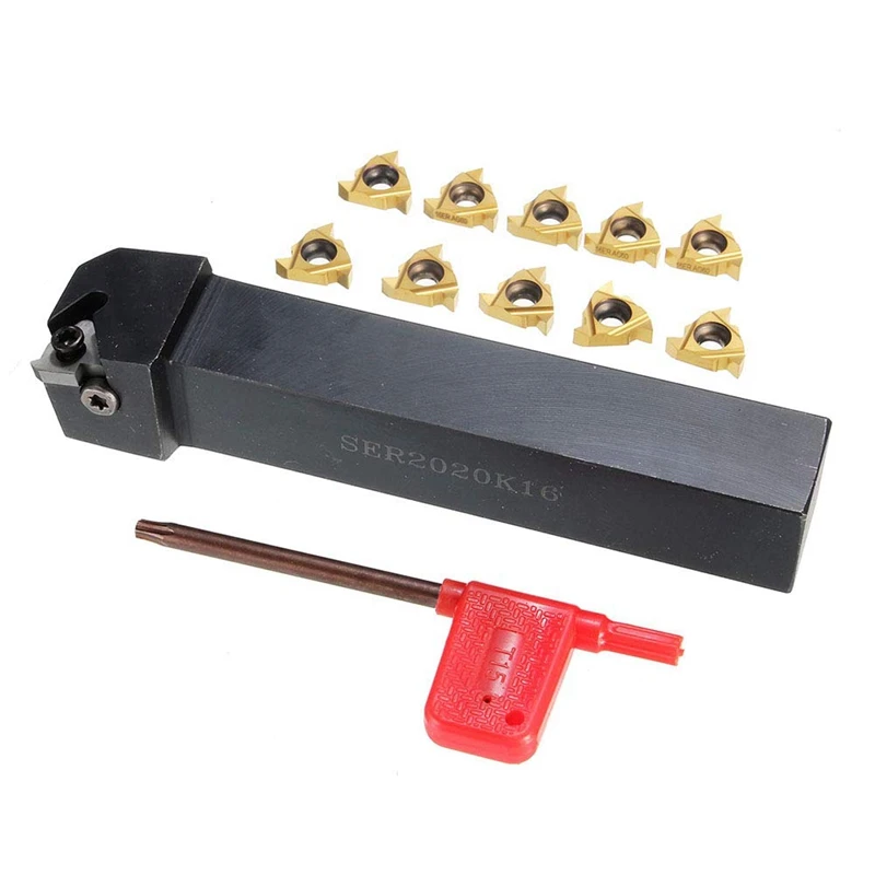 

SER2020K16 CNC Lathe Turning Tool Holder Boring Bar with 10Pcs 16ER AG60 Blade Insert Machine Accessories Turning Tool Set