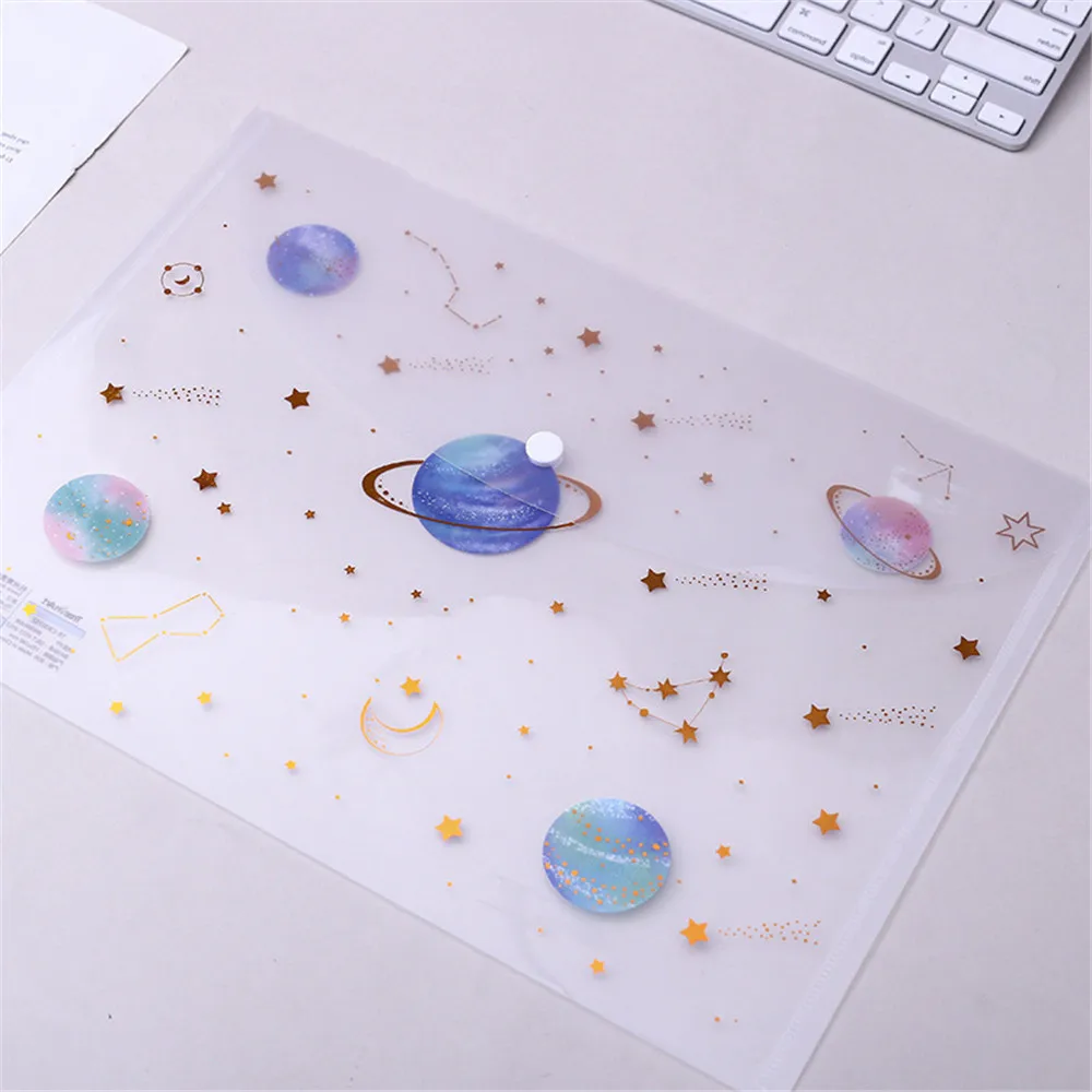 A4 Fantasy Space Planet File Bag Button Closure Folder Office Document Bill Folder Large Capacity Storage Wallet Fillng Products