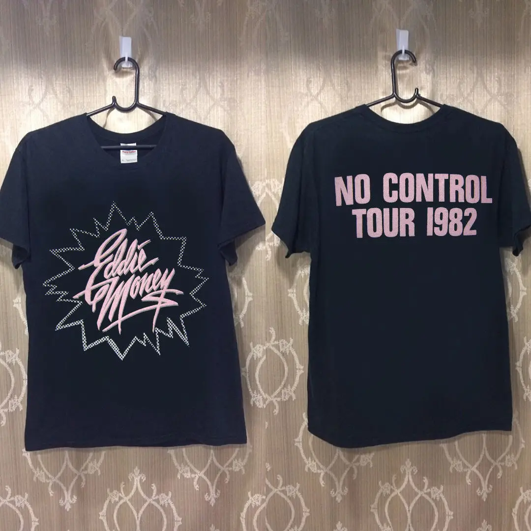 Vintage RARE Concert T-Shirt EDDIE MONEY 82 NEVER WORN BLACK TOP REPRINT Cheap wholesale tees 100% Cotton For Man |