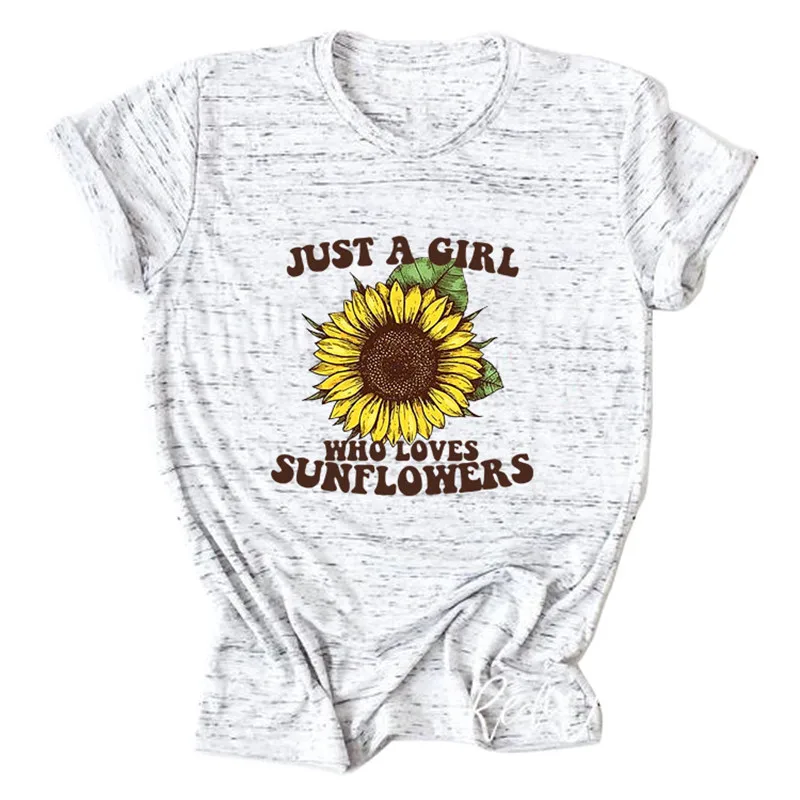 Женская летняя футболка с надписью Just A Girl Who Loves Sunflower Повседневная короткими