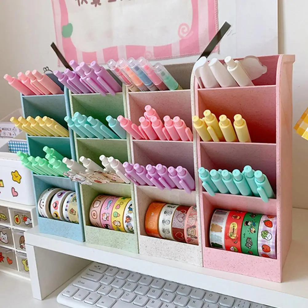 1pc Vertical Storage Box Pen Holder Makeup Brushes Storage Box Sundries Organizer Desk Organizer Stationery Holder