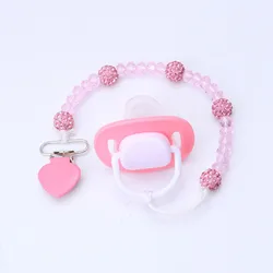Creative Crystal Pacifier Clips Necklace Dummy Nipple Soother Holder Anti Folder Pacifier Clip Chain Baby Stroller Hook Hanging