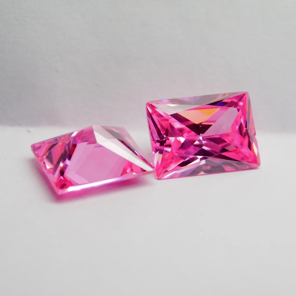 10PCS /alot 8*10mm rectangle shape Princess cut Pink cubic zirconia stone loose gemstone for fashion ring