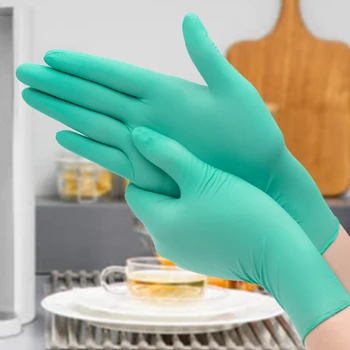 

50/100Pcs Disposable Latex Gloves Green Non-Slip Household Cleaning Experiment Rubber Latex Gloves Universal