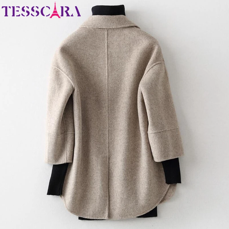 TESSCARA, женская осенняя и зимняя мягкая кашемировая Базовая куртка, пальто, Женское шерстяное пальто, офисный плащ, куртки, верхняя одежда и пальто