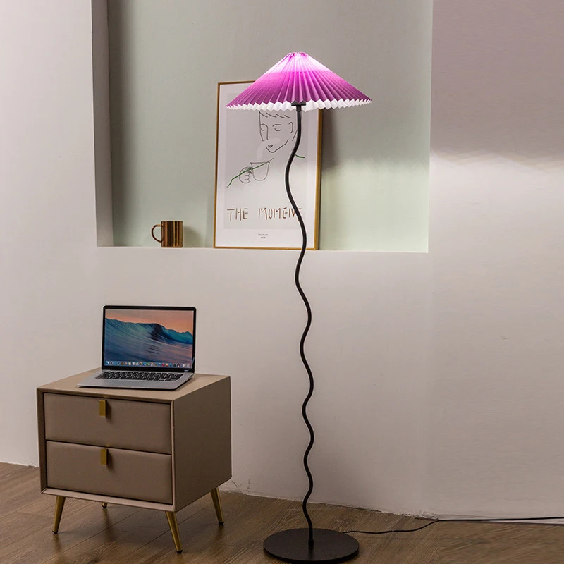 Minimalist Pleated Umbrella Floor Lamp Led Light Atmosphere Standing
