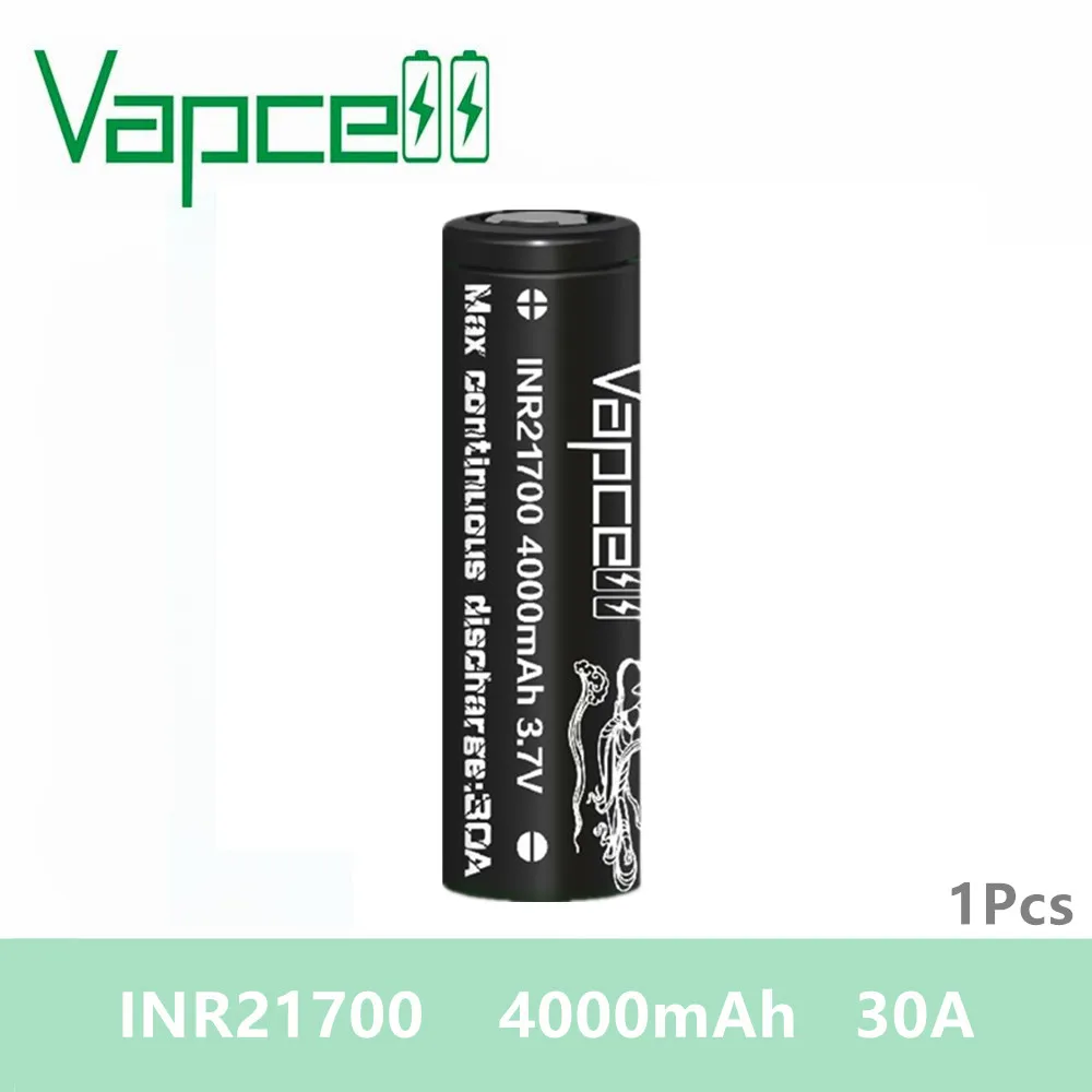 Бесплатная доставка 1 шт. VAPCELL INR 21700 аккумулятор 4000 мАч 30 А литиевый высокомощный