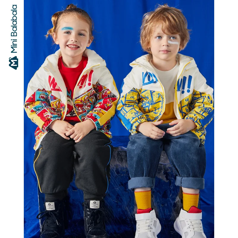 Minibalabala/одежда из хлопка для мальчиков и девочек; Qitian Dasheng joint; детская куртка с капюшоном; Новинка года; сезон осень-зима