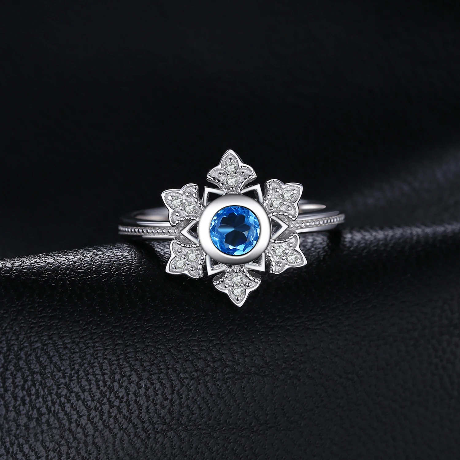 Jewelrypalace Снежинка 0.6ct натуральной голубой топаз коктейльное кольцо 925 украшений для Для женщин Модные украшения элегантный подарок