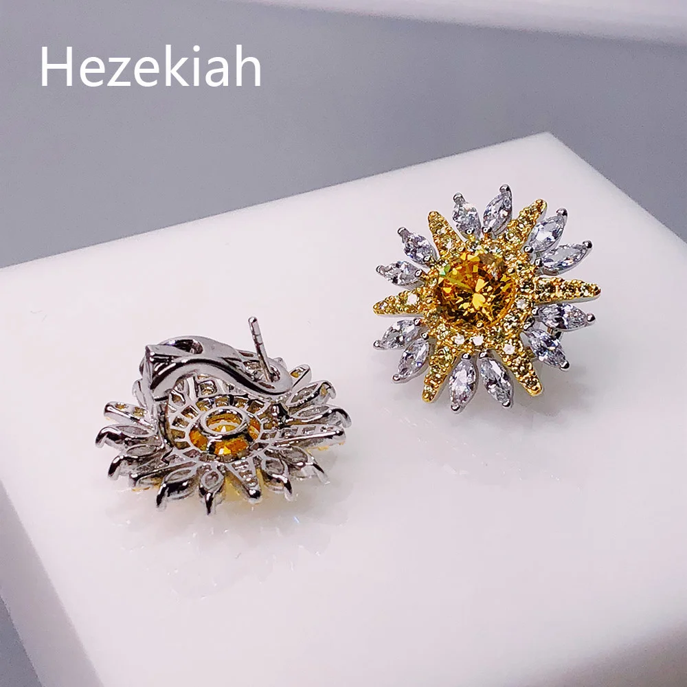 Sunflower Earrings Luxury Temperament Banquet French Quality Prom Party Noblewoman  Jewelry Alternative Fashion