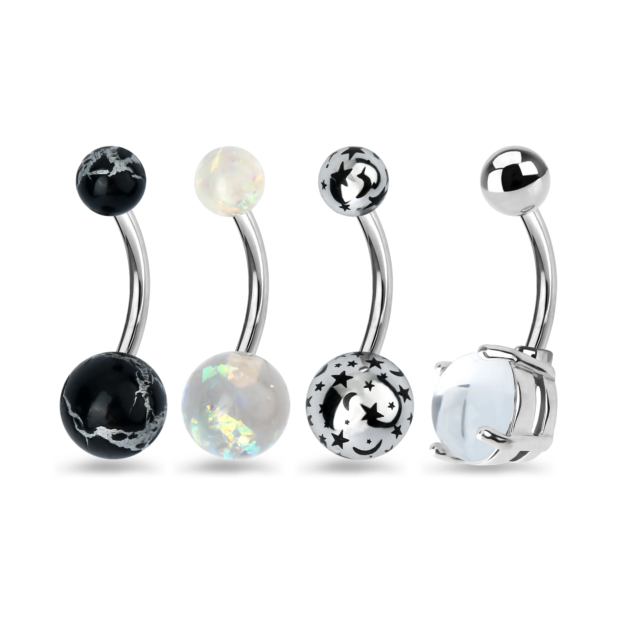 4pcs/Set Stainless Steel Belly Button Rings Fashion Body Piercing Jewelry 4pcs/Set Stainless Steel Belly Button Rings Fashion Body Piercing Jewelry