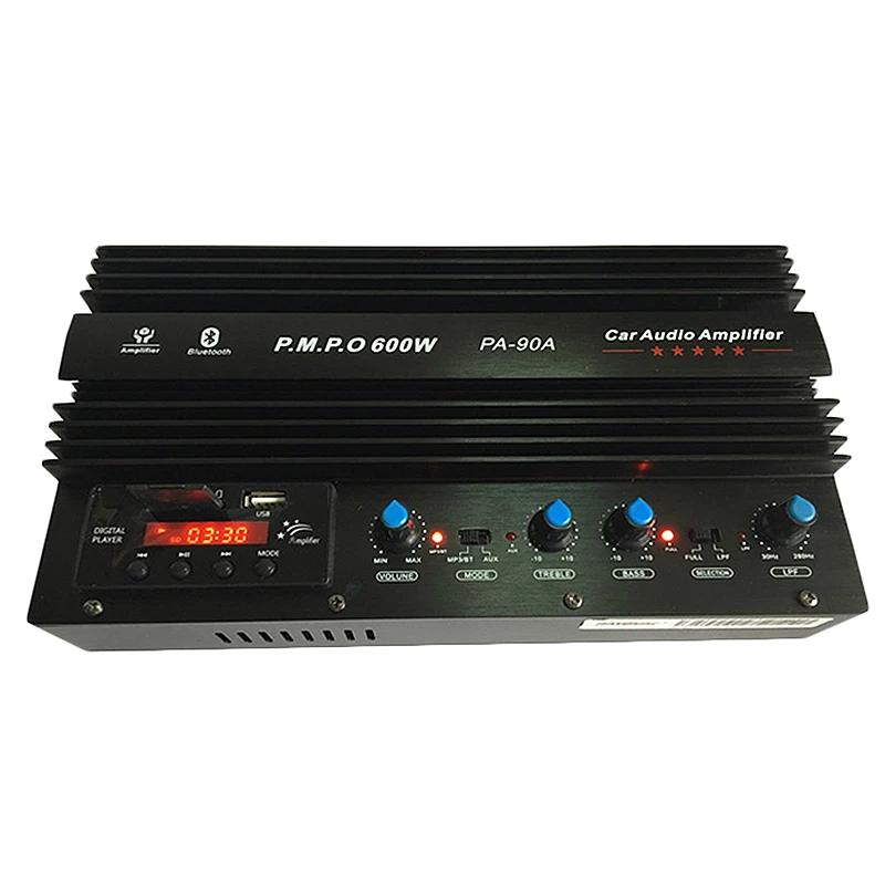

12V 600W Pa-90A 2-Channel Bluetooth Car Amplifier Audio Subwoofer Amplifier With Usb/Sd/Fm Display Function