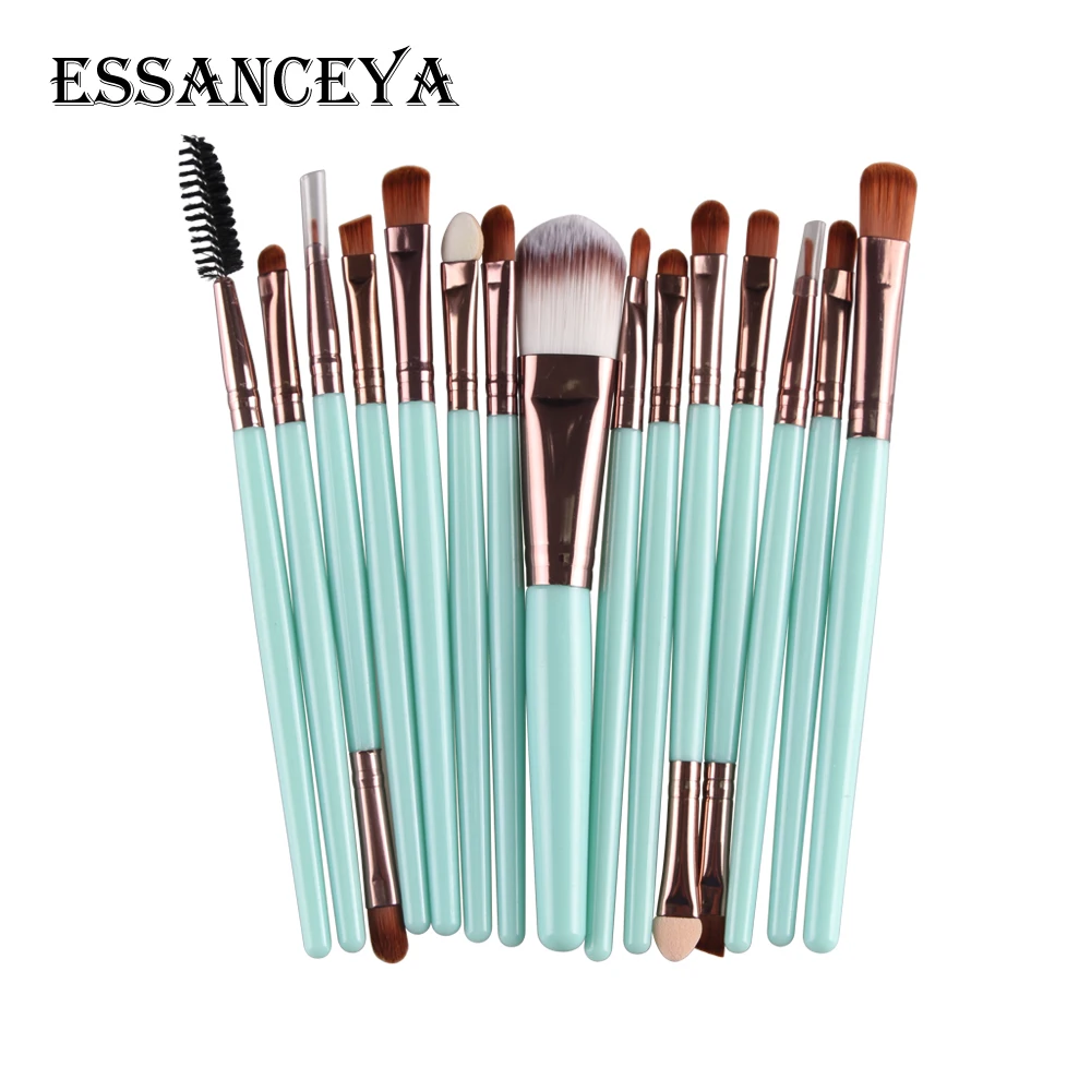 ESSANCEYA Pro 6-18Pcs Cosmetic Makeup Brushes Foundation Eye shadow Eyeliner Fan Make-Up Multipurpose Eye Brushes Cosmetic Tool - Handle Color: 15pcs LK