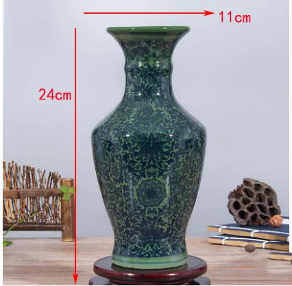 Классический Цзиндэчжэнь керамика зеленая глазурь синий белый антикварная ваза мебель для дома гостиная/офис Декор ремесла - Цвет: style2