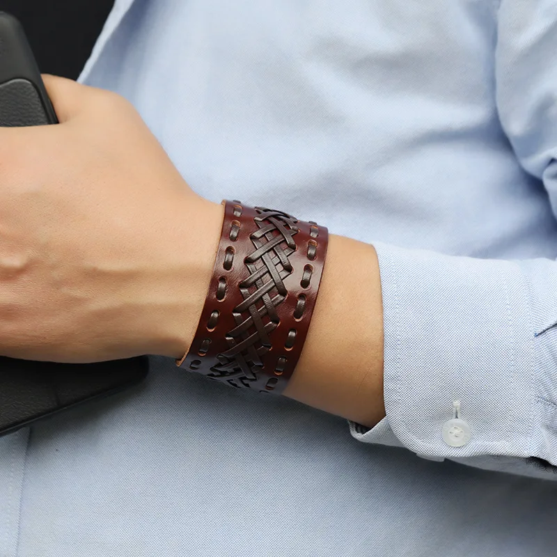 Woven Leather Rope Wrapping Leather Bracelet For Men leather bracelet