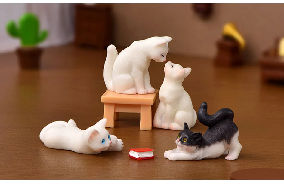 Figurine Chat Miniature Décorative - Statuette PVC Mignonne Pour Bureau, Écran D'Ordinateur Ou Décoration Intérieure