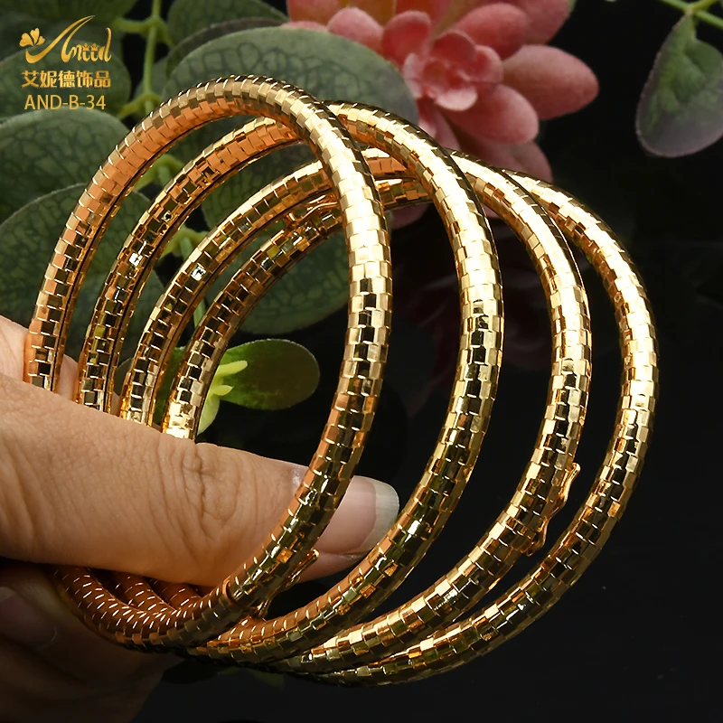 ANIID Copper Bangles Set For Women Charm African Bracelet Dubai Jewelry Gold Color Designer Arabic Luxury Fashion Hawaiian Gift