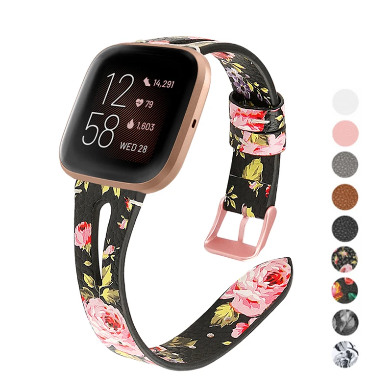 

Кожаный ремешок для смарт-часов Fitbit Versa 2 с принтом