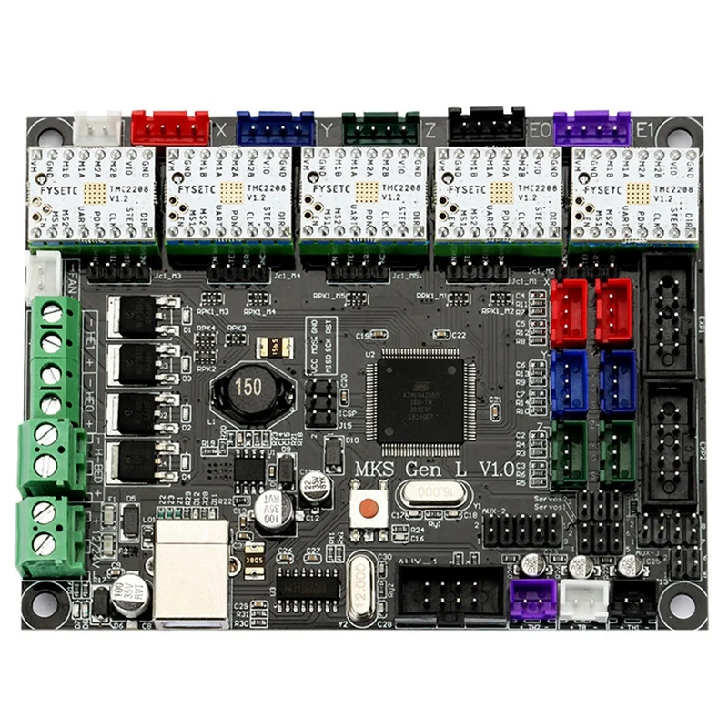 Mks Gen L V1.0 интегрированная материнская плата контроллера+ 5 шт. Tmc2208 Драйвер шагового двигателя для 3d принтера с Usb C