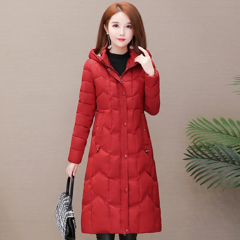 

Mid-length Slim Fit Elegant Hooded Warm down Jacket Cotton-padded Clothes Women's 2019 Winter New Style Korean-style Top Grade C