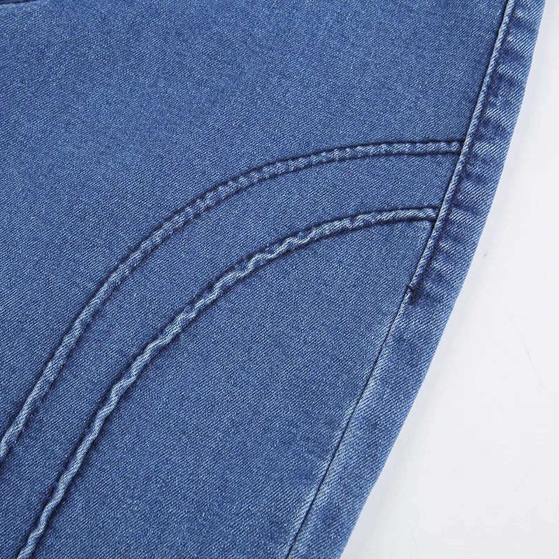 Streetwear Striped Blue Y2K Flare Jeans For Girls Female Fashion 2020 New Vintage Denim Pants Women High Waisted Trouser Capris