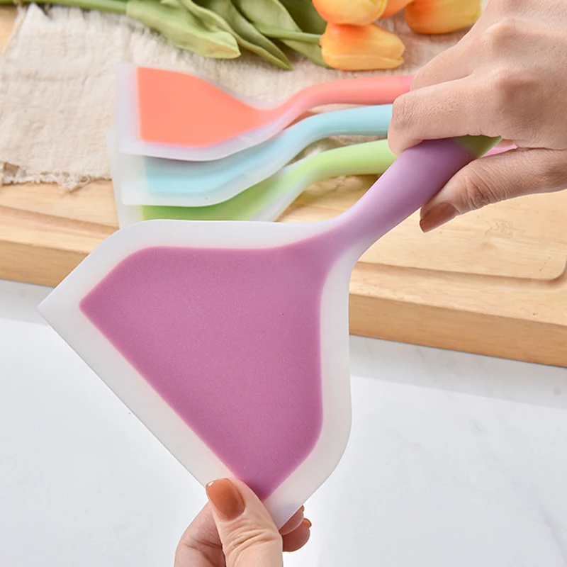 Non-Stick Silicone Spatula Omelette Pan Turner Beef Meat Egg Cooking Spatulas Wide Pizza Shovel Kitchen Scraper Cooking Utensils
