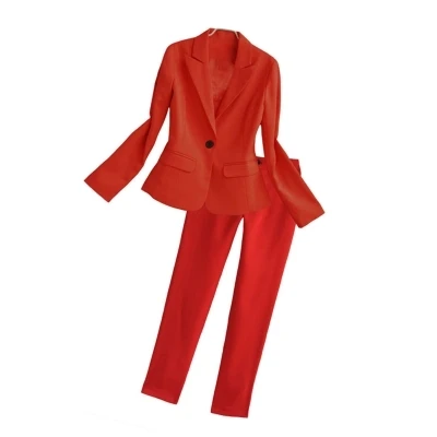 Nieuwe режим vrouwen pakken Досуг hoge-qualityOL Офис Бизнес набор грот код tweedelige набор broek+ jasje B067 - Цвет: 1