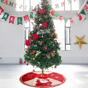 

Soft Red Christmas Tree Skirts Round Plush Cloth Lace Velcro Apron Blanket Mat Cover Home Party Decorative Supplies