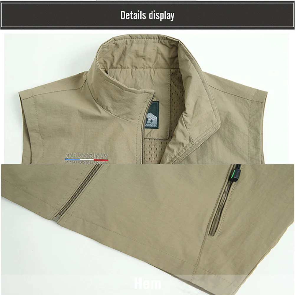 MAIDANGDI Men's Waistcoat Jackets Vest 2021 Summer New Solid Color Stand Collar Climbing Hiking Work Sleeveless With Pocket