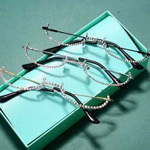 Стразы, оправы для очков, оправы для очков для женщин, роскошные оправы без оправы, алмазные оправы для очков, мужские очки, солнцезащитные очки, украшение