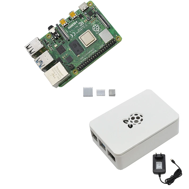 Лидер продаж для Raspberry Pi 4 Модель B ABS чехол 4G Оперативная память DIY Kit с белым радиатора 5V 3A Мощность адаптер для Raspberry PI 4B