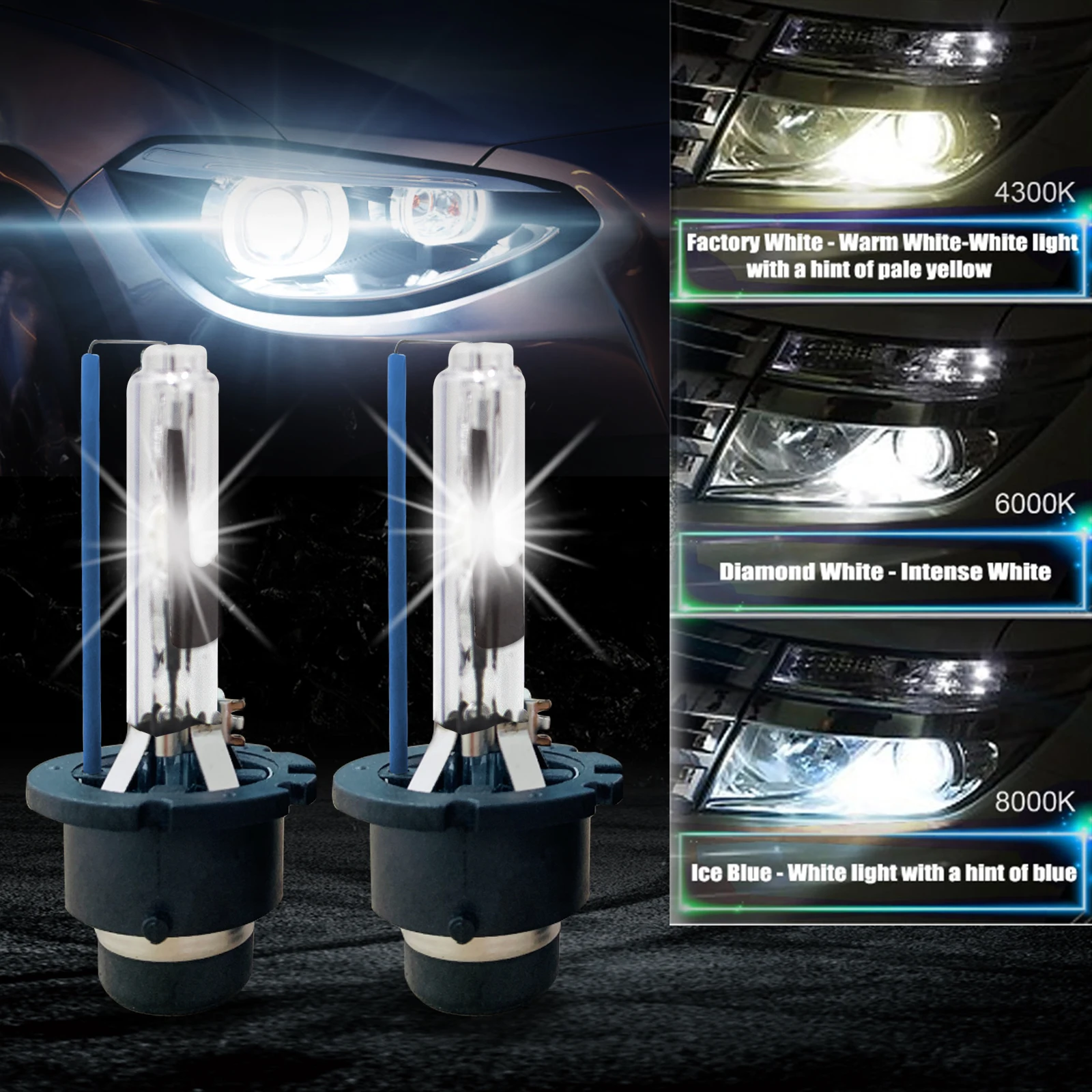 2 шт. 35 Вт HID лампы D1S D2S D2R D3S D4S 12В HID ксеноновая лампа для фары авто лампа 4300K 6000K 8000K