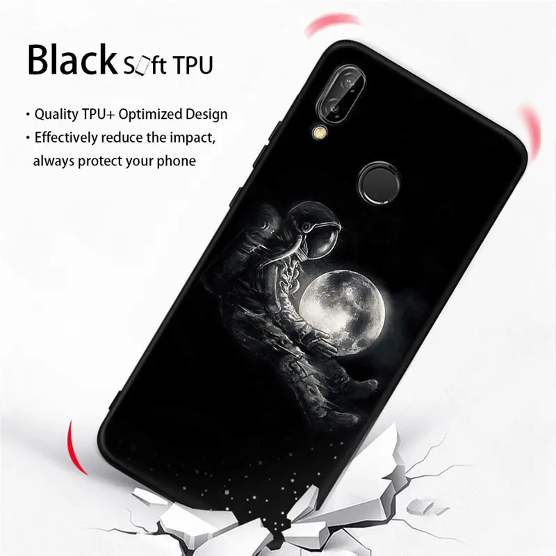 Роскошный чехол с космическим Луном астронавт для Huawei Mate 10 20 P8 P9 P10 P20 P30 Lite Plus Pro Силиконовые чехлы Fundas