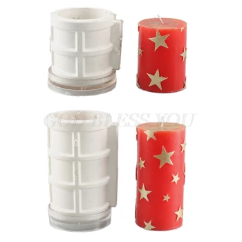 

Handmade 3D Pentagrams Cylinder Candle Molds Embossed Five-pointed Star Pattern Silicone Soap Mold Home Party Decoration