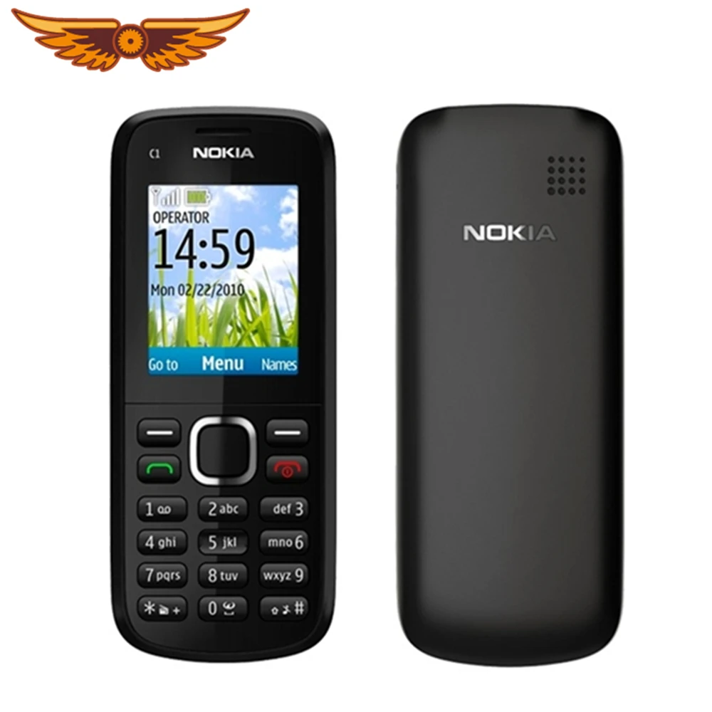 C1-02 Original desbloqueado Nokia C1-02 1020mAh GSM FM radio compatible con inglés teclado de teléfono móvil