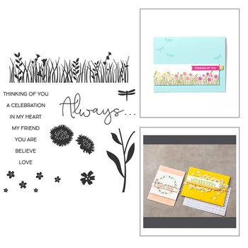 

2020 New Hot Bush Flower Branch Embossing Word Love In My Heart Stamps and Metal Cutting Dies For Scrapbooking Card Foil Making