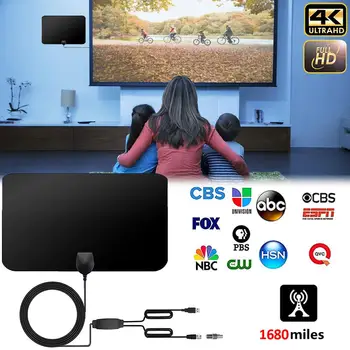 

4K Digital HDTV Aerial Indoor Amplified Antenna 1680 Miles Range With HD1080P DVB-T2 Freeview TV For Life Local Channels Broadca
