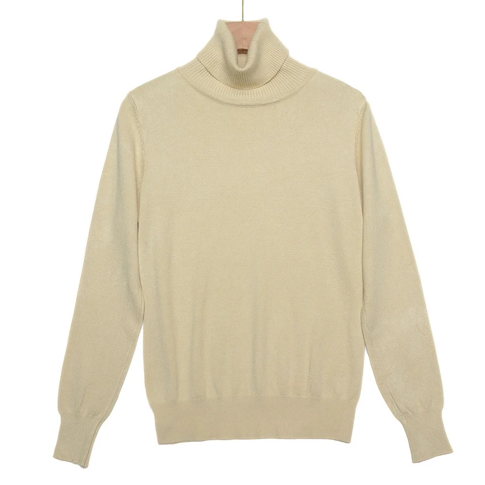 ONLYSVTER женский свитер с высоким воротником пуловеры с длинными рукавами Топ хорошо тянется мягкий женский джемпер Повседневный вязаный пуловер - Color: Apricot 9488