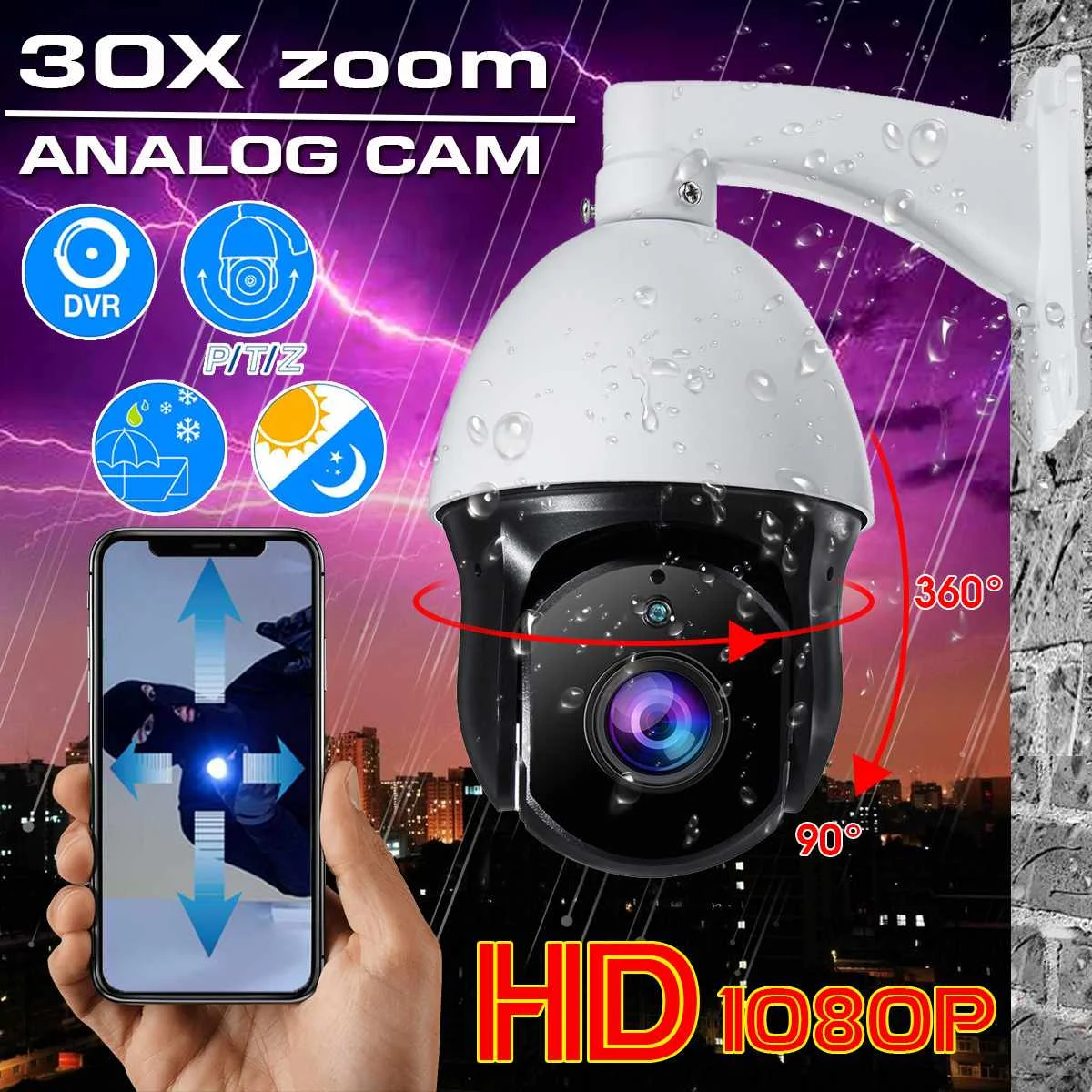 

4.5" 2.0MP PTZ IP Camera 30X ZOOM Waterproof IP66 Mini Speed Dome Camera Outdoor IR 100M CCTV Security 4IN1 Camera IP