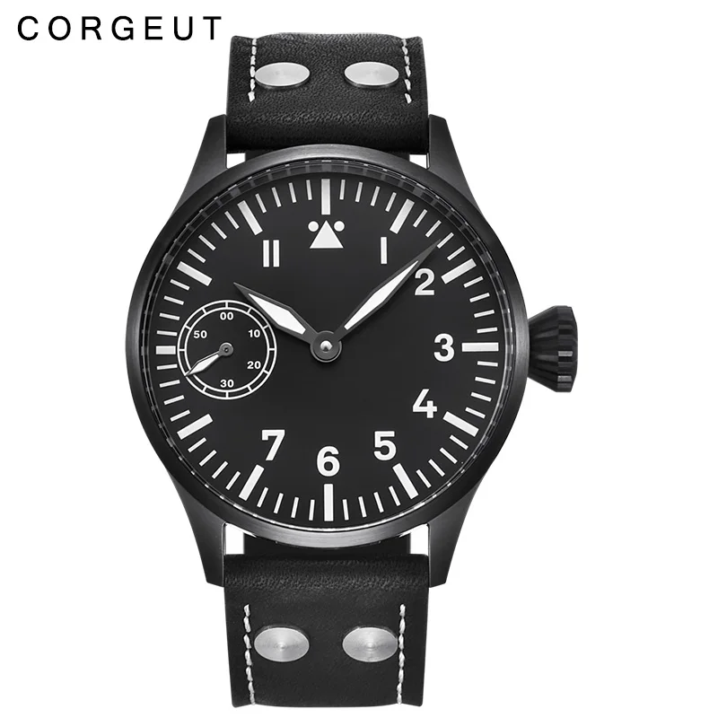 Corgeut 17 Jewels механические часы с ручным заводом Чайка 3600 движение 6497 Модные Кожаные Спортивные Светящиеся мужские роскошные Брендовые Часы - Цвет: 2017B-PW