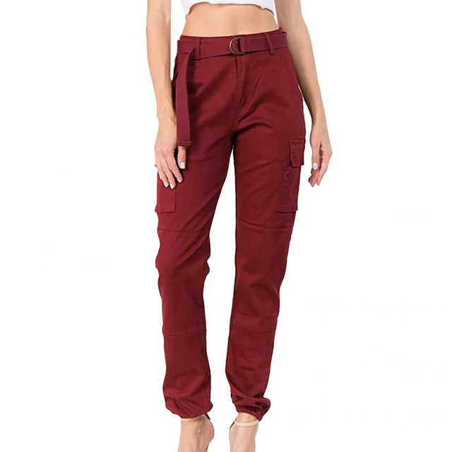 Burgundy Mid Rise Cargo Pants | Bottoms | PrettyLittleThing USA