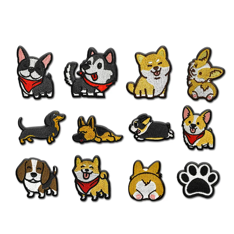 Cute House Pet emblem Corgi dachshund husky Patch Embroidery Patches For Clothing Dog Animal Iron-On On Clothes | Дом и сад