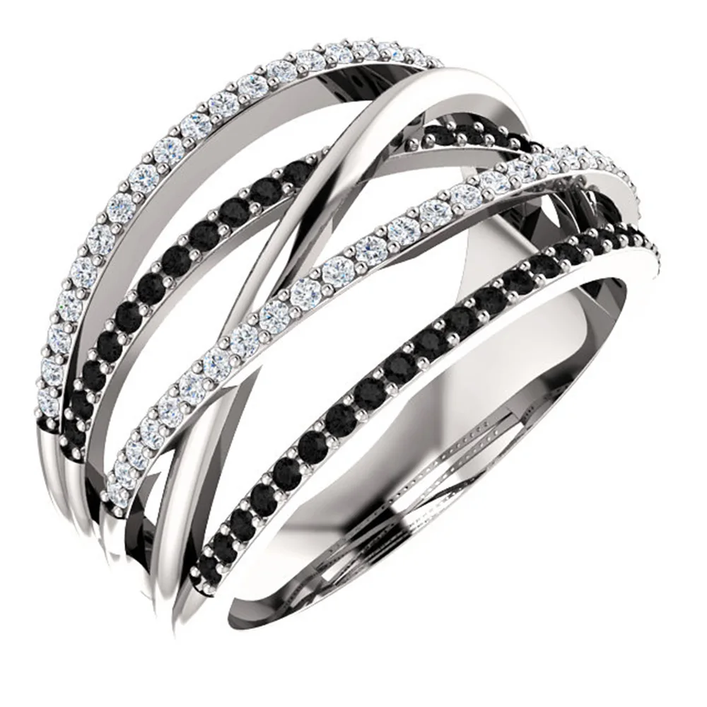 Women Finger Rings With Black&White Stone Micro Paved Huitan Ethnic Style Gift For Women Jewelry Rings womens ring finger rings jewelry rings ring jewelry