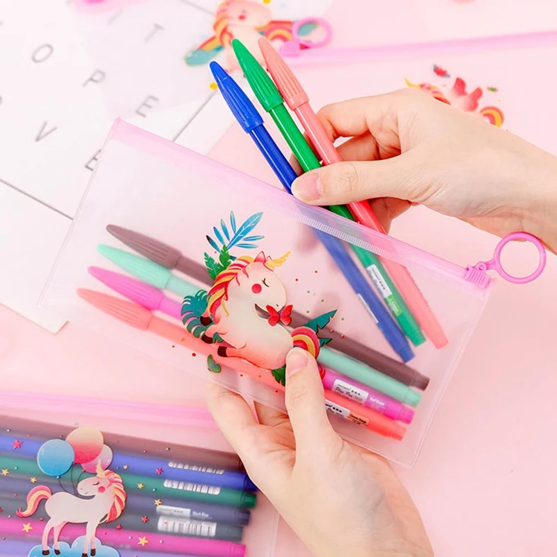 Милый мультяшный ЕДИНОРОГ розовый леопард ПВХ пенал Kawaii Escolar детский Подарочный