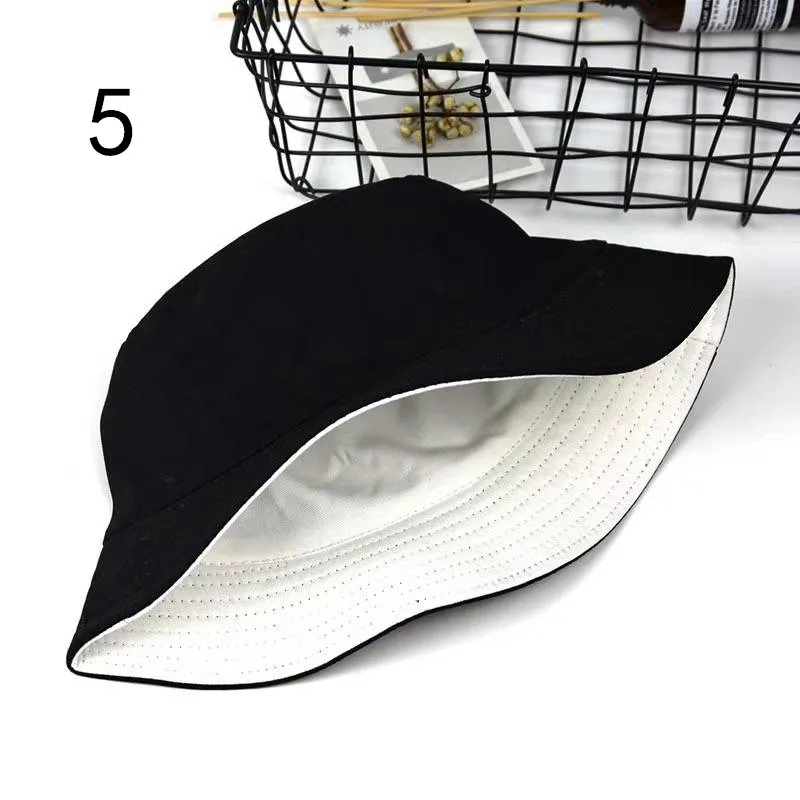 Women Men Panama Cap Winter Double-sided wear solid color Bucket Hats Outdoor Bob Caps Black and White Fishing Sun Caps