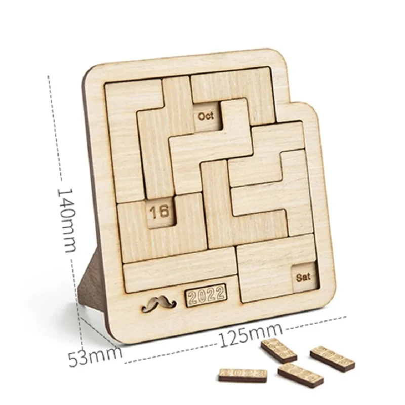 Wooden Daily Puzzle Calendar - 365 Days Brain Burning Jigsaw Puzzle Desk  Calendar for 2023 Advent Everyday Logic Challenges Fun Games (S-3.93 * 4.13