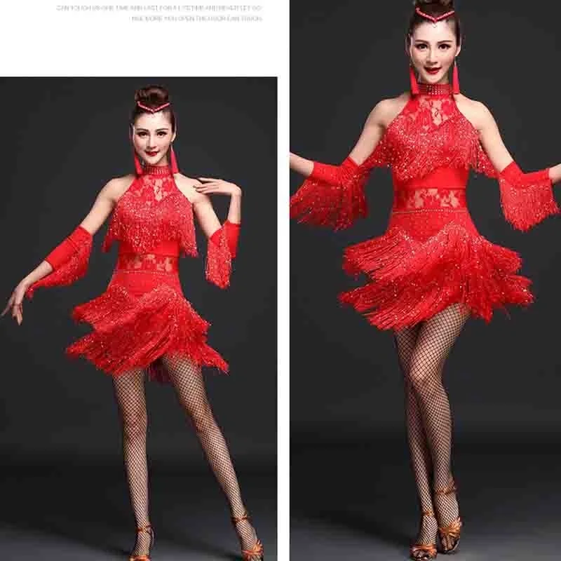 feecolor Latin Dance Dresses Costume Waltz Ballroom Dancing Practice Modern Smooth Tango Party Swing Competition Dancewear Skirt