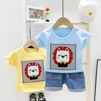 

HYLKIDHUOSE 2020 Summer Baby Boys Clothing Sets Cartoon Shorts Sleeve T Shirt Shorts Infant Kids Children Vacation Clothes